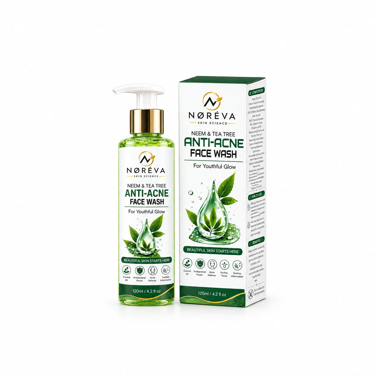 Nøréva Neem & Tea Tree Anti-Acne Face Wash